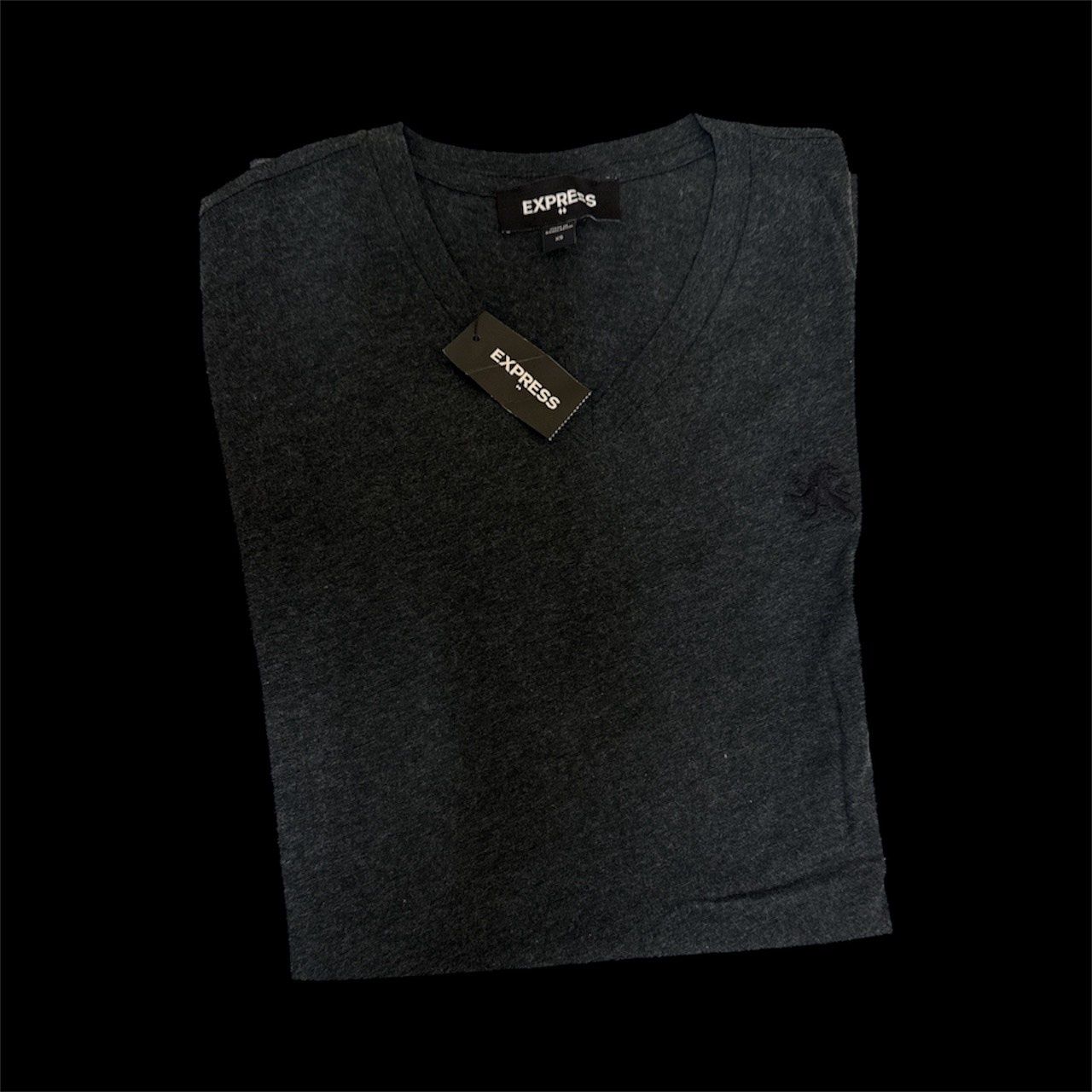 EXPRESS V-NECK T-SHIRT, Colour: DARK GRAY, Size: XS