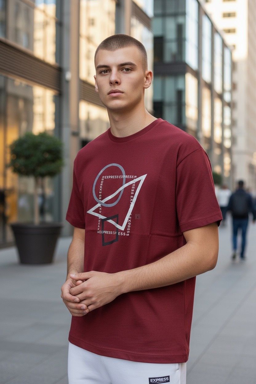 EXPRESS GRAPHIC T-SHIRT, Colour: RED, Material: 100% COTTON, Size: S
