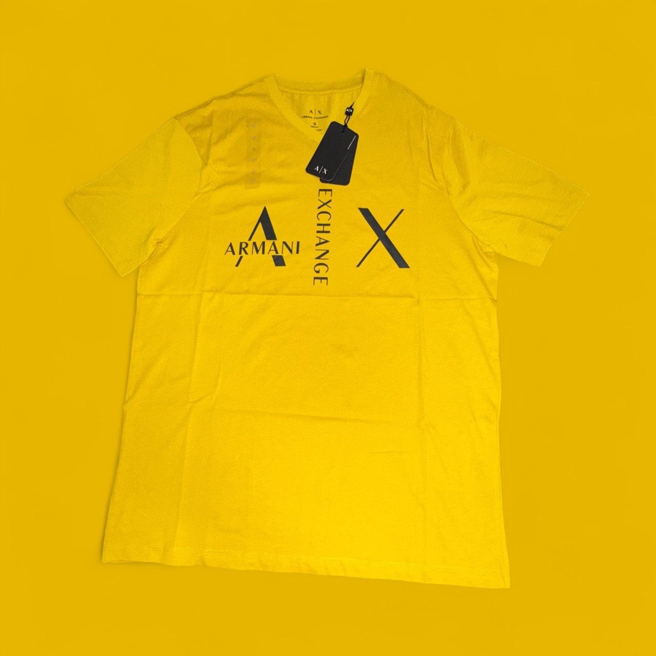 AX V-NECK YELLOW TEES, Colour: YELLOW, Size: SMALL
