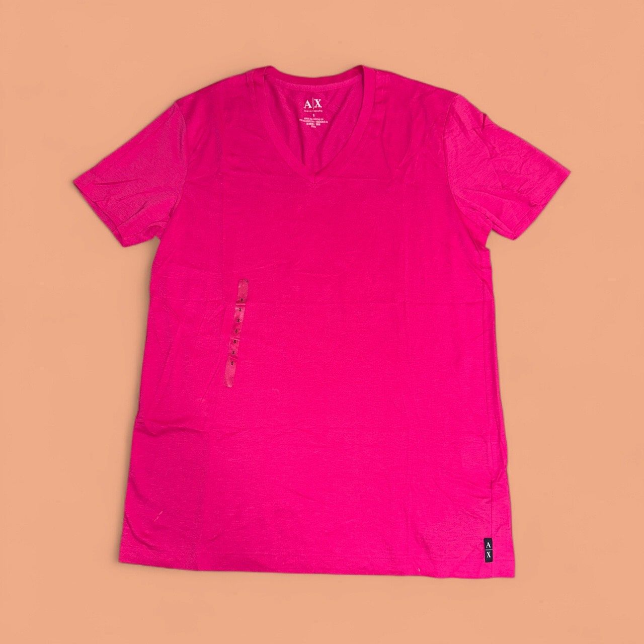 V-NECK AX TEES, Colour: HOT PINK, Size: SMALL