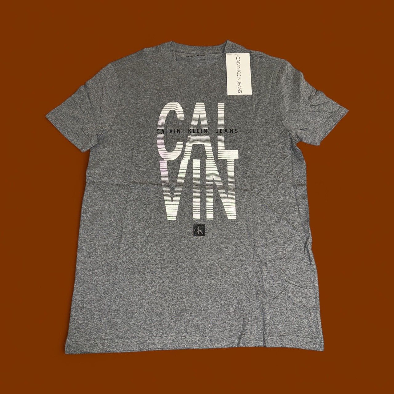 GEAY CALVIN KLEIN TEES, Colour: GRAY, Size: SMALL