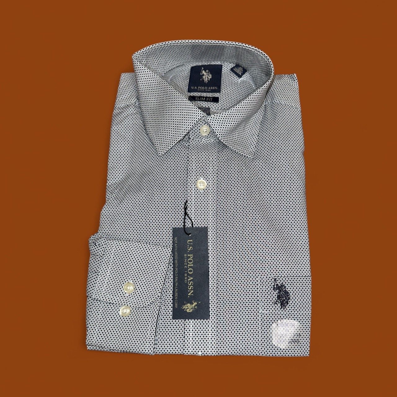 U.S POLO ASSN DRESS SHIRT, Colour: NAVY PATTERNED, Size: MEDIUM