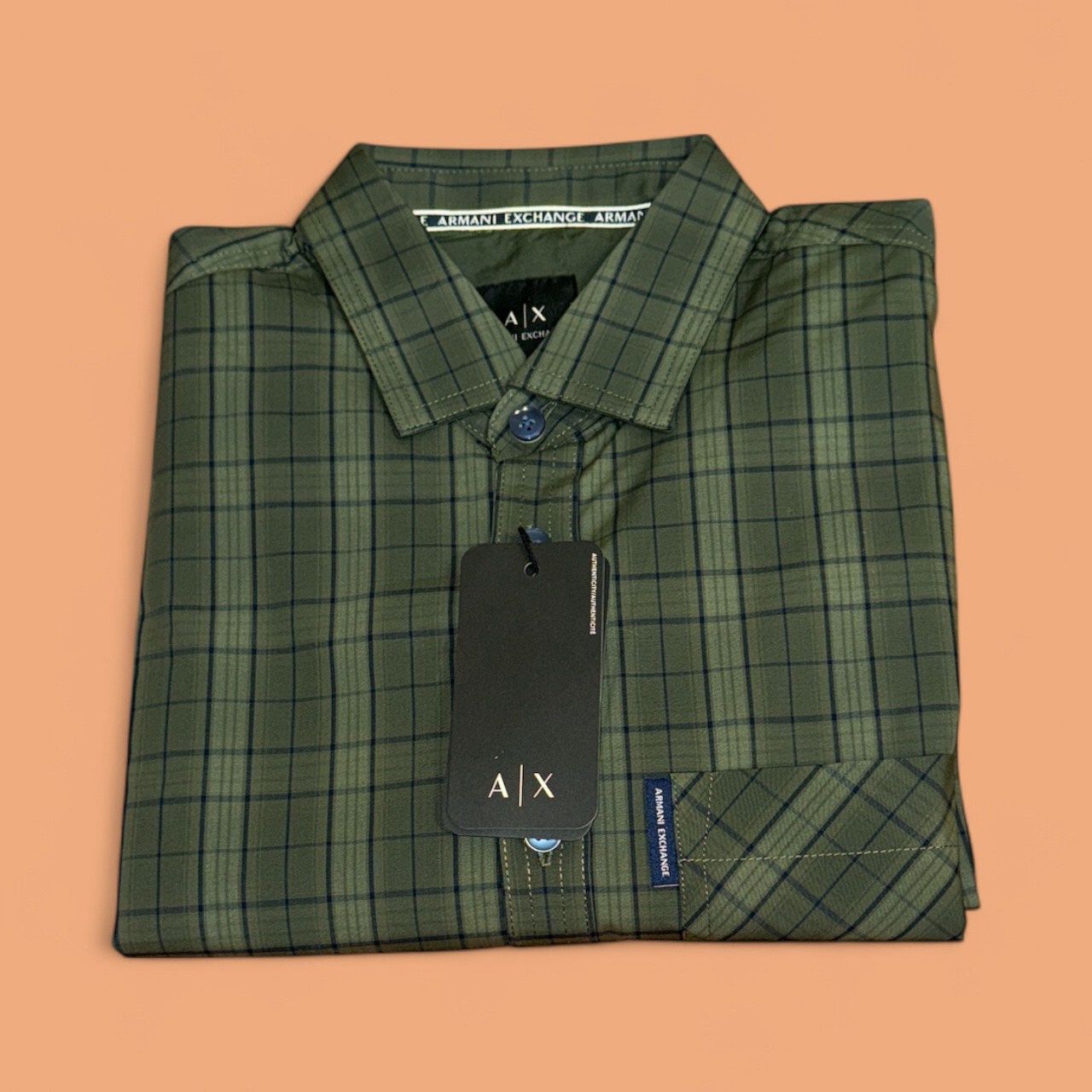 ARMANI EXCHANGE SHIRT, Colour: GREEN PLAID, Size: XS