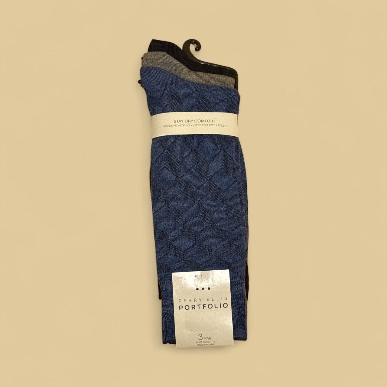 PERRY ELLIS SOCK 3 PAIRS, Colour: BLUE-GRAY, Size: 7-12