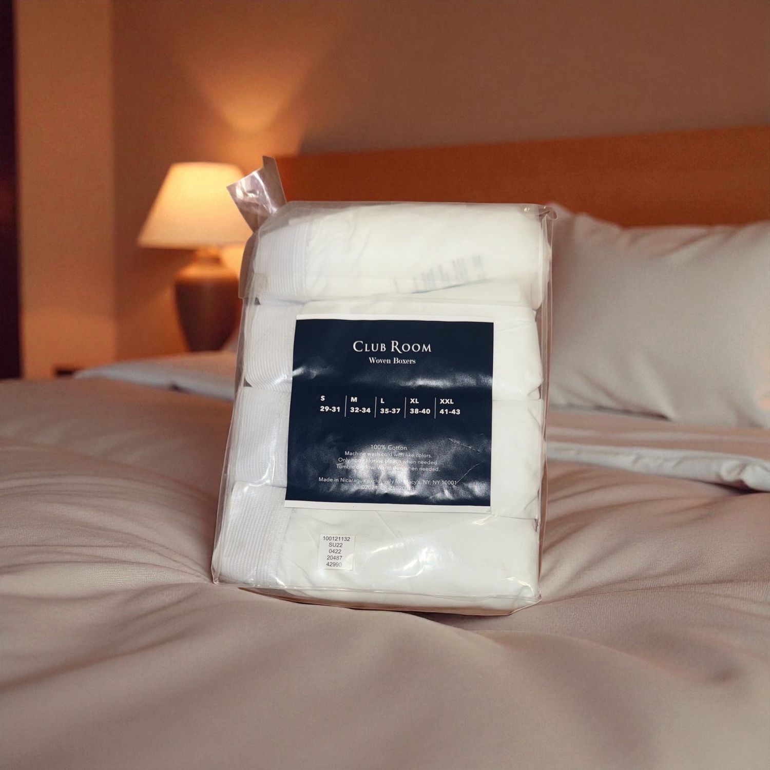 CLUB ROOM WOVEN BOXERS, Colour: WHITE, Material: 100% COTTON, Size: LARGE