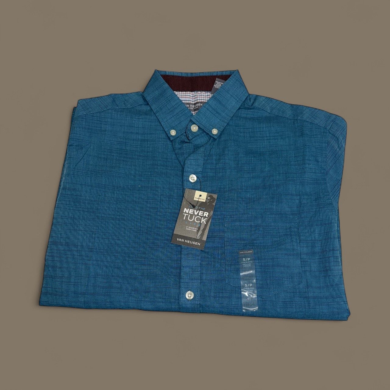 VAN HEUSEN NO TUCK LONG SLEEVE, Colour: OCEAN BLUE, Size: SMALL