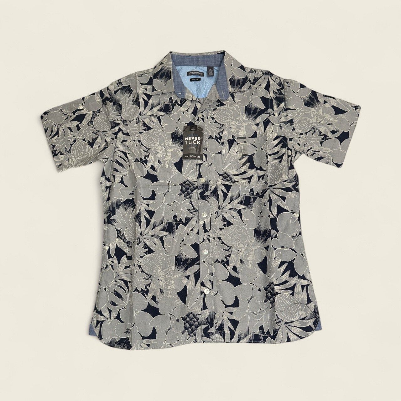 VAN HEUSEN NO TUCK SHORT SLEEVE, Colour: GRAY, Size: S