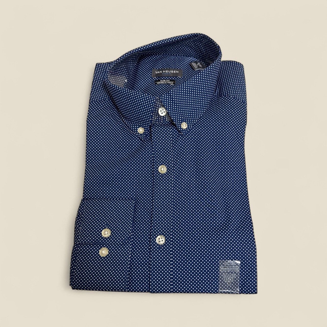 VAN HEUSEN SLIM FIT LONG SLEEVE, Colour: BLUE, Size: SMALL