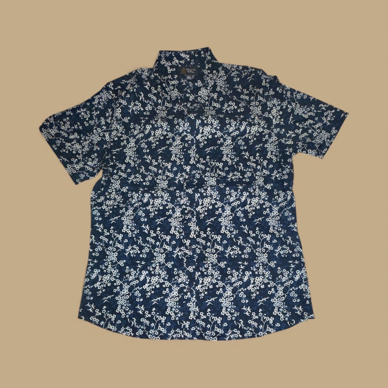 WALLIN &amp; BROS MEN&#39;S SHORT SLEEVE SHIRT, Colour: NAVY-GRAY, Size: L