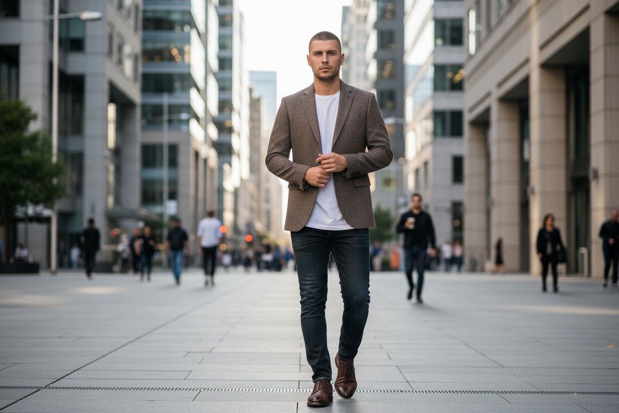 TOPMAN SKINNY BLAZER, Colour: BROWN, Size: US 36