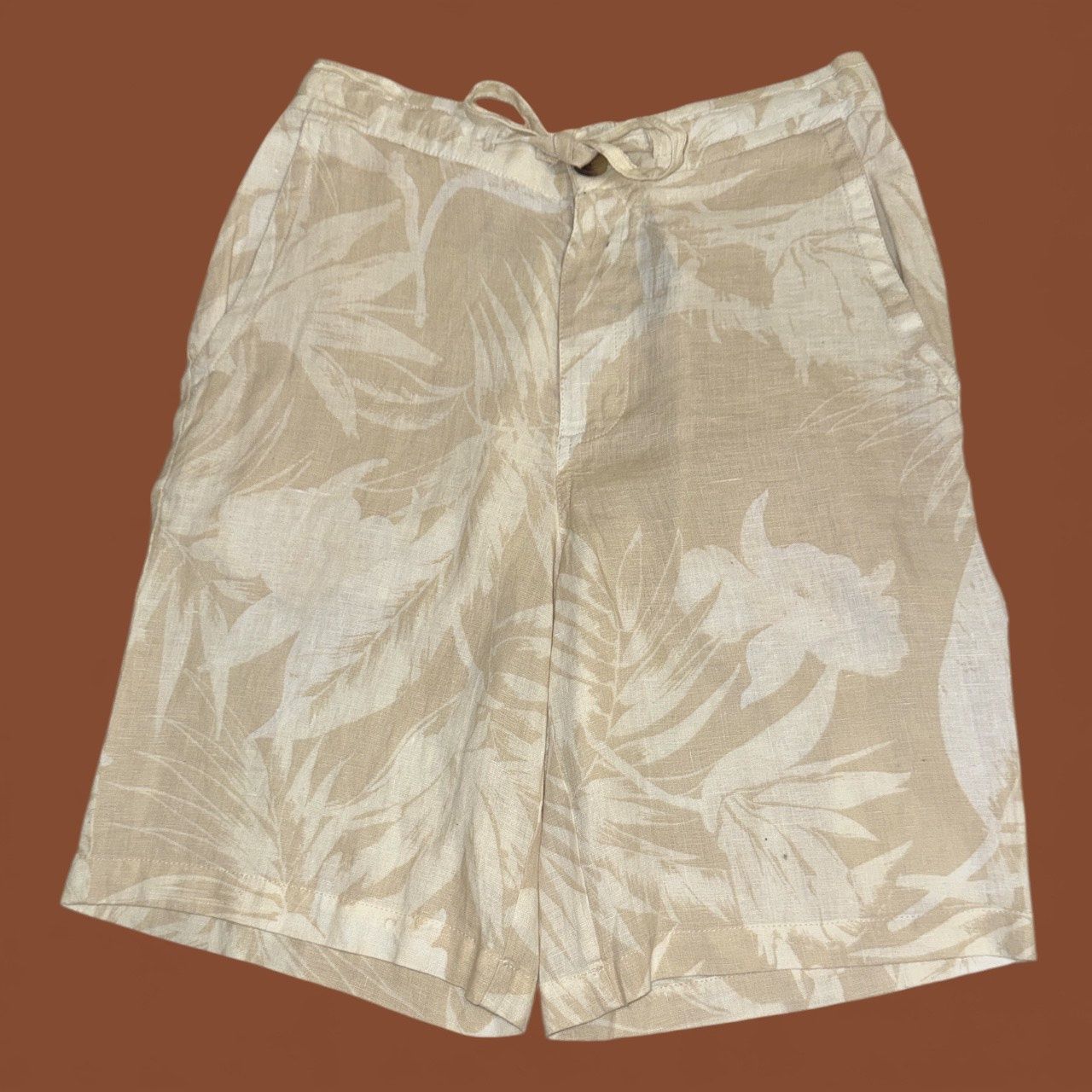 CLUB ROOM Men&#39;s Floral Linen Shorts, Colour: CREAM, Size: S