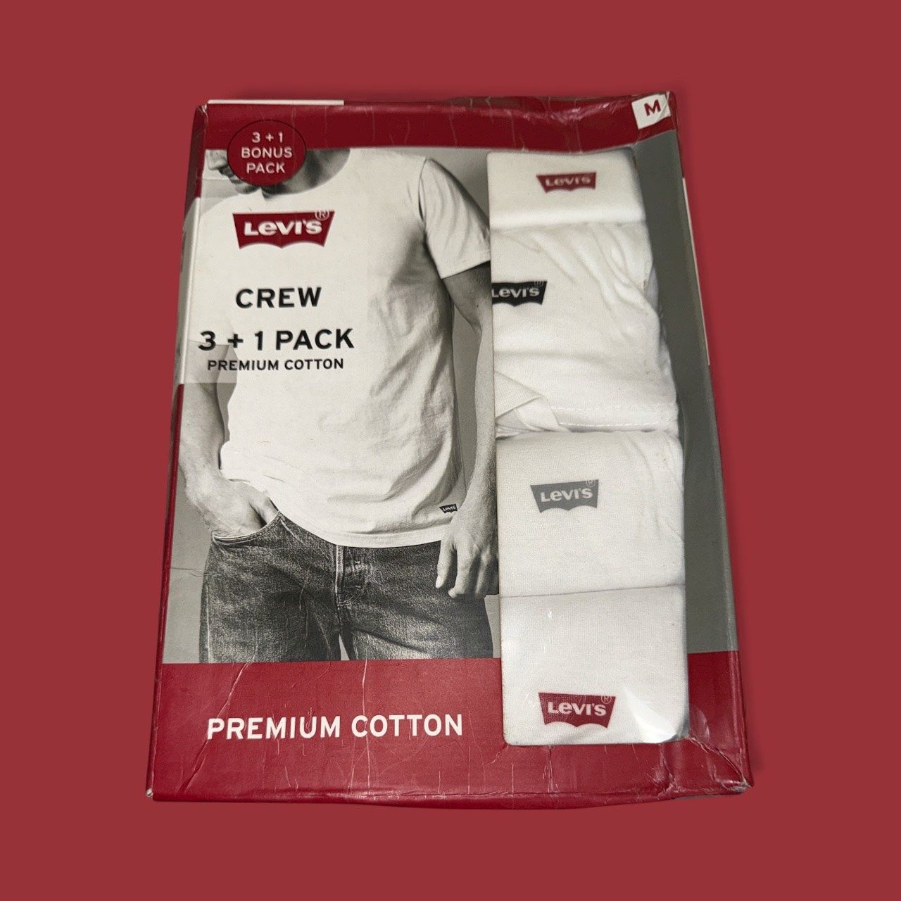 LEVI'S CREW NECK WHITE TEES 3+1 PACK