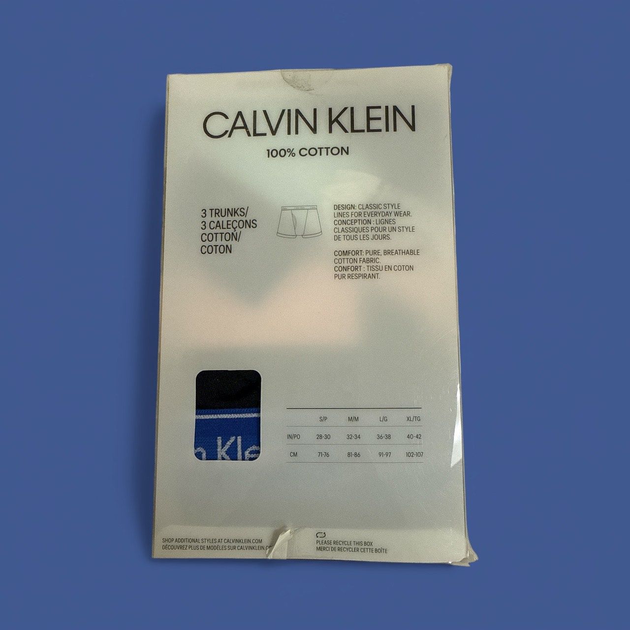 CALVIN KLEIN 100% COTTON MEN'S TRUNK