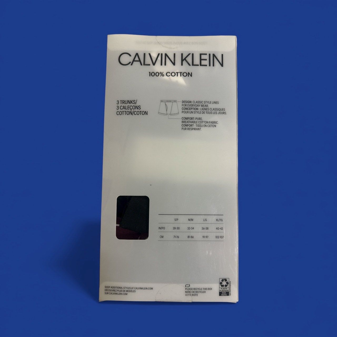 CALVIN KLEIN 100% COTTON MEN'S TRUNK