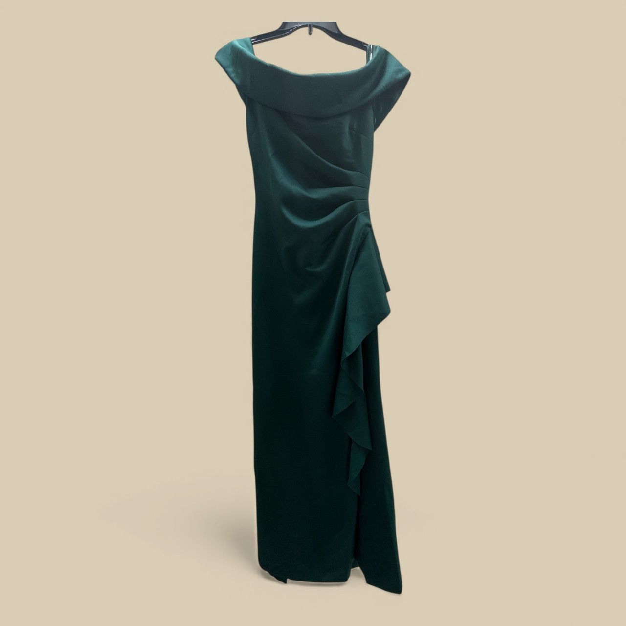 XSCAPE Scuba Off-The-Shoulder Gown : green