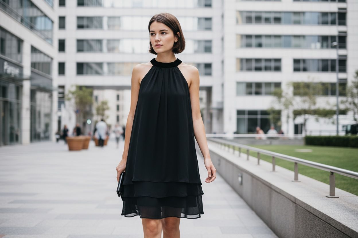 Adrianna Papell Women's Chiffon Mock-neck Sleeveless Shift Dress