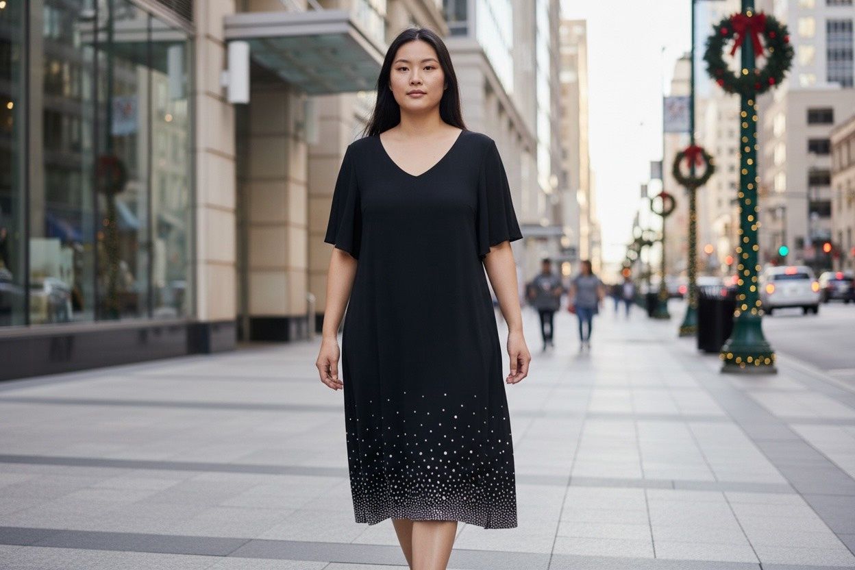 MSK FARAJ BEAD SPLIT SLEEVE DRESS