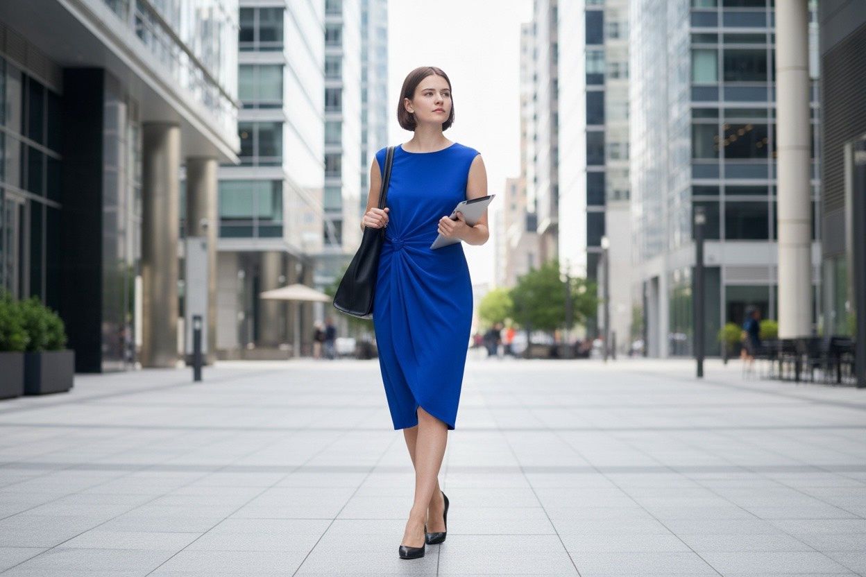 CONNECTED APPAREL DRESS, Colour: BLUE, Size: 8