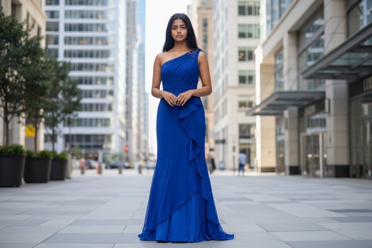 PAPELL STUDIO Women's Beaded One-Shoulder Crepe Gown