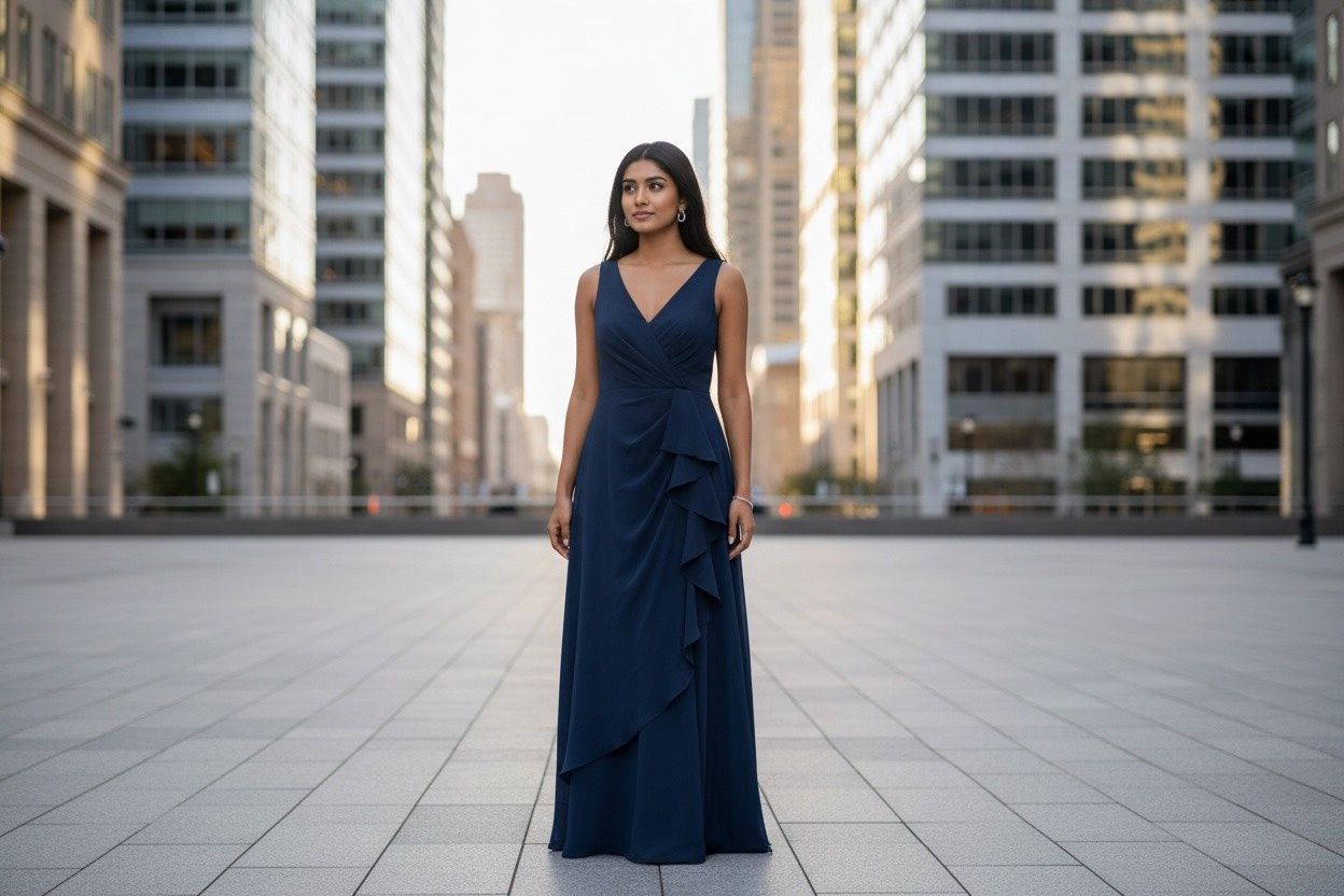 BETSY &amp; ADAM NAVY GOWN