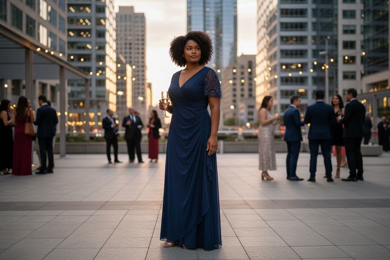 X BY XSCAPE WOMEN NAVY GOWN