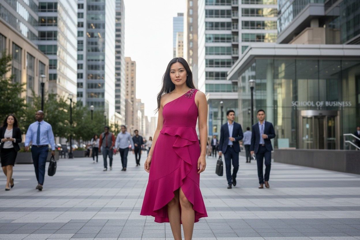 PAPELL STUDIO Women's Beaded One-Shoulder Crepe Gown