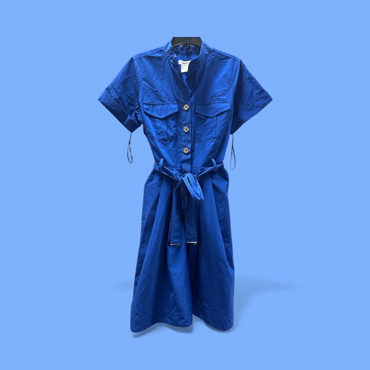 DKNY Short Sleeve Collar Neck Shirtdress Royal Blue
