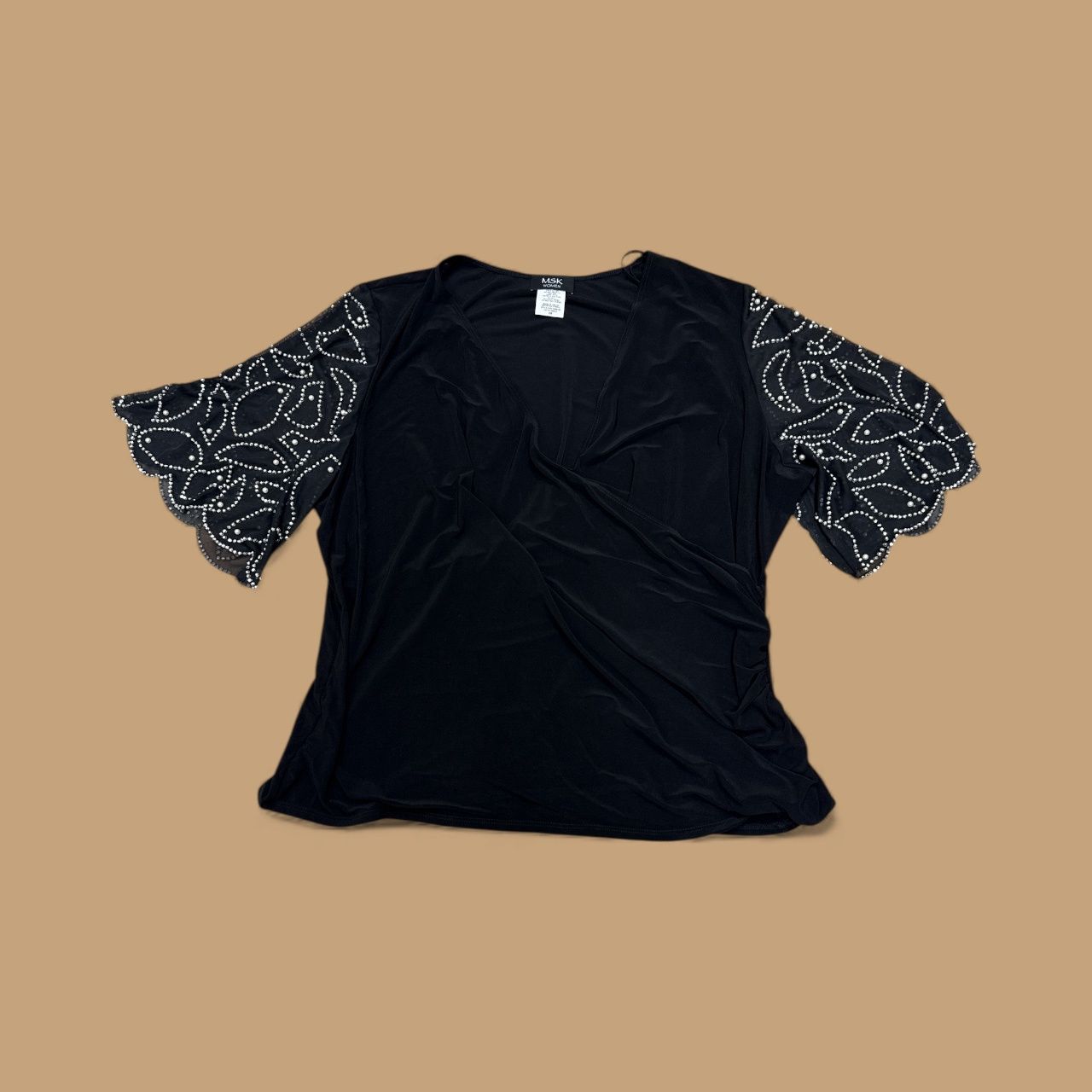 MSK SURPLICE TOP BEADED SLEEVES