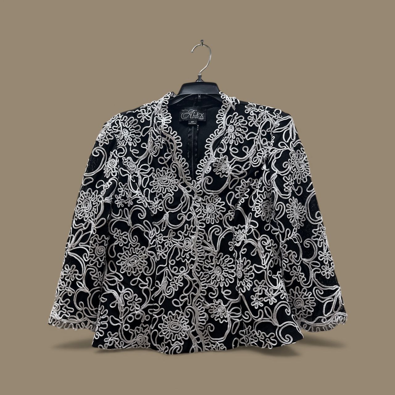 ALEX EVENINGS STRETCH EMBROIDERED BLOUSE