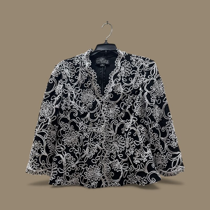 ALEX EVENINGS STRETCH EMBROIDERED BLOUSE