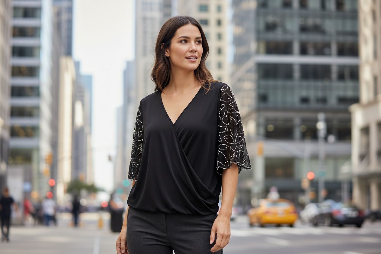 MSK SURPLICE TOP BEADED SLEEVES