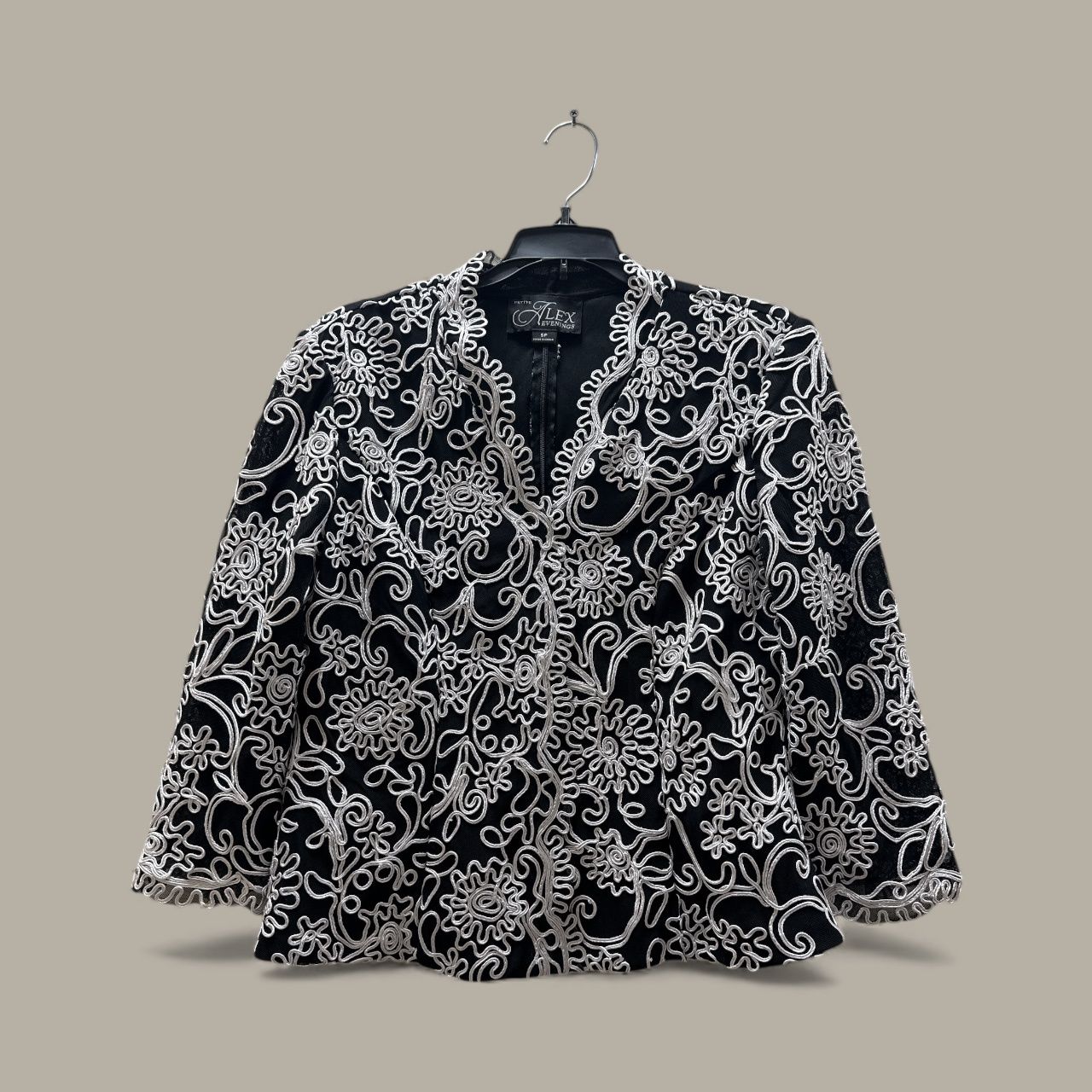 ALEX EVENINGS STRETCH EMBROIDERED BLOUSE