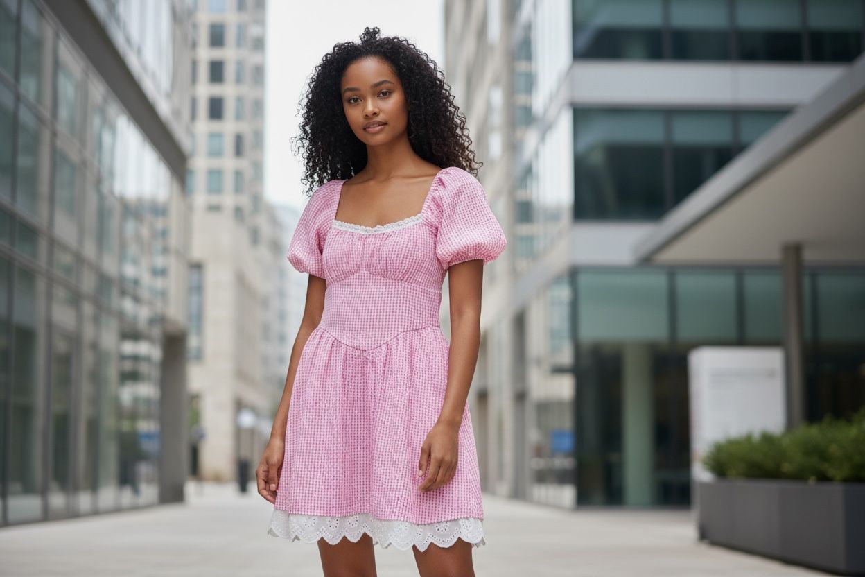 SENI &amp; CADE ROSE PRINT BUBBLE HEM MINI DRESS