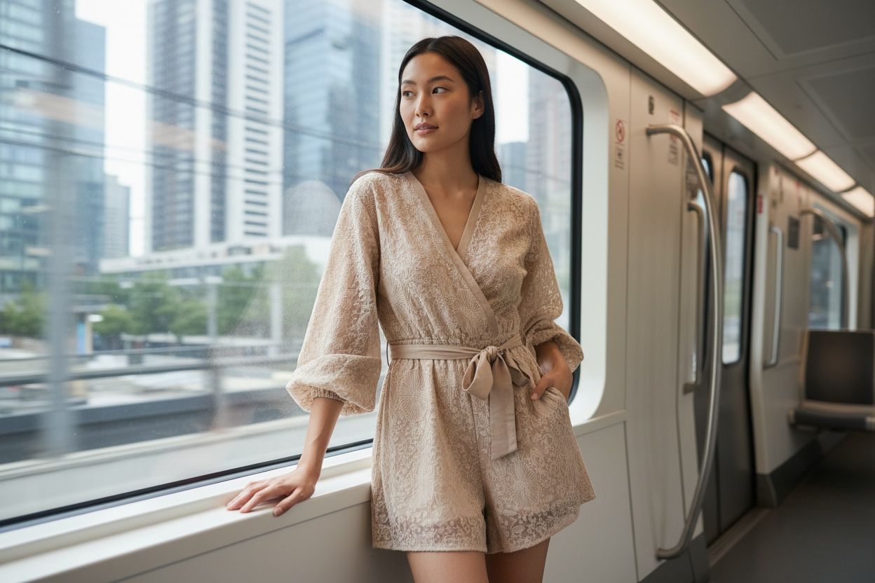 GUESS LS MICHELA EMBROIDERED ROMPER, Colour: NUTRAL IVORY MULTI, Size: 6