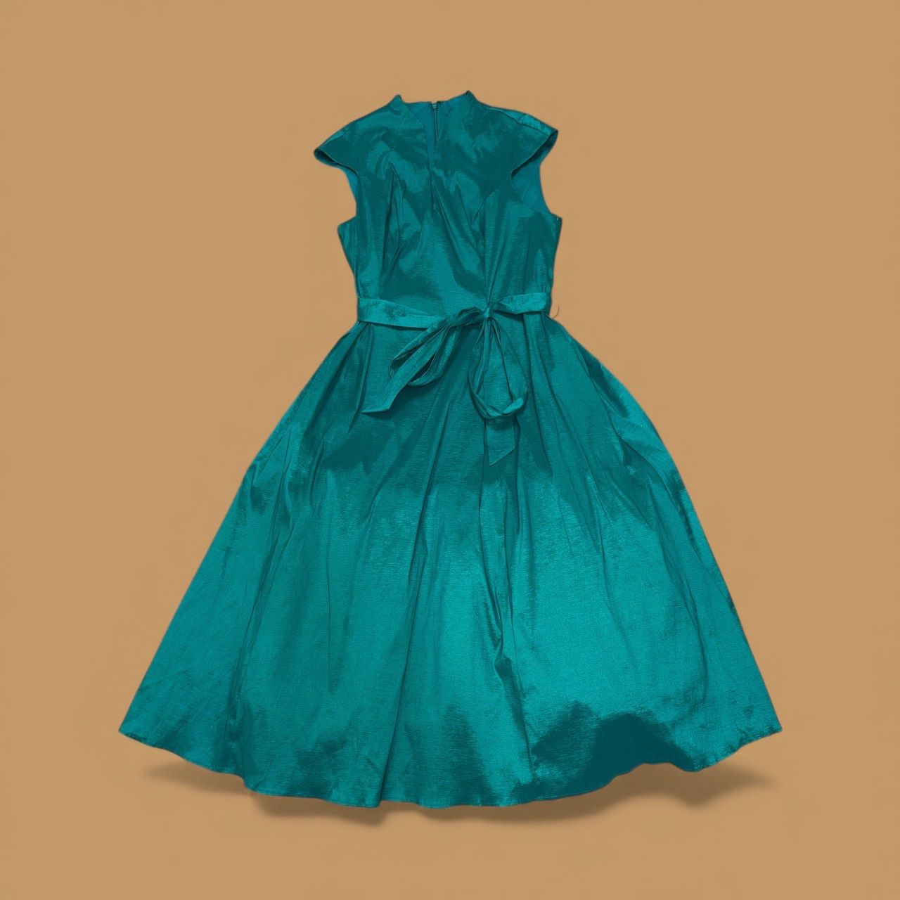 ALEX EVENINGS V-NECK STRECTH TAFFETA COCKTAIL DRESS