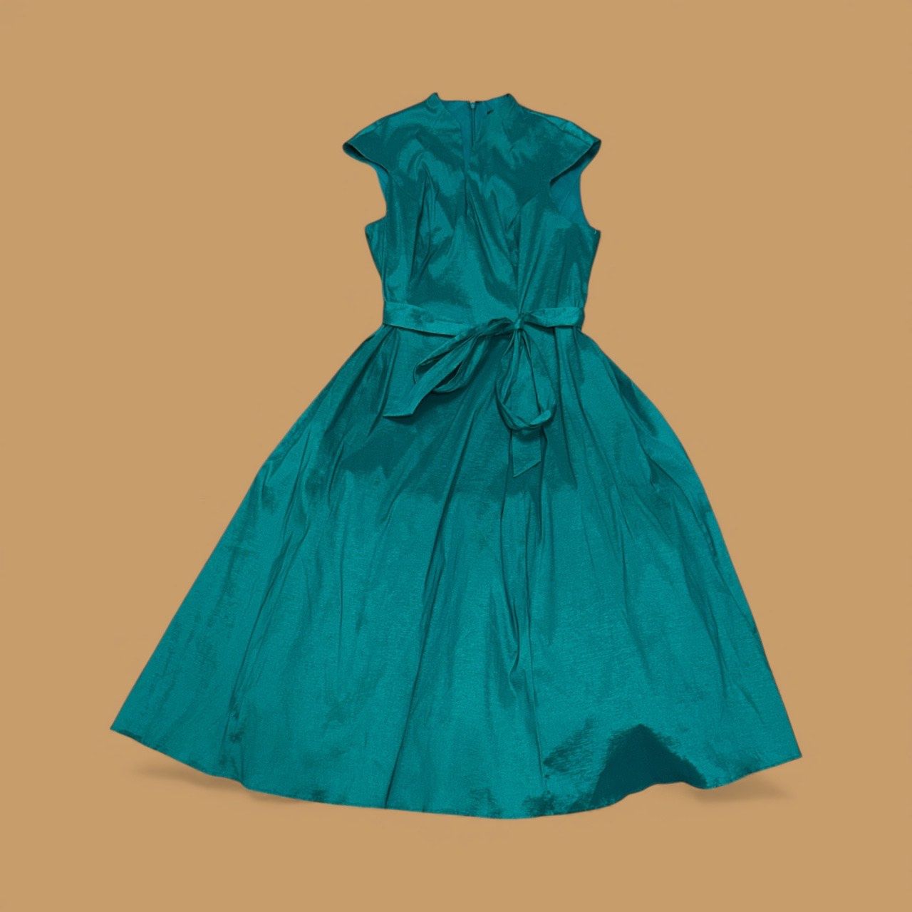 ALEX EVENINGS V-NECK STRECTH TAFFETA COCKTAIL DRESS