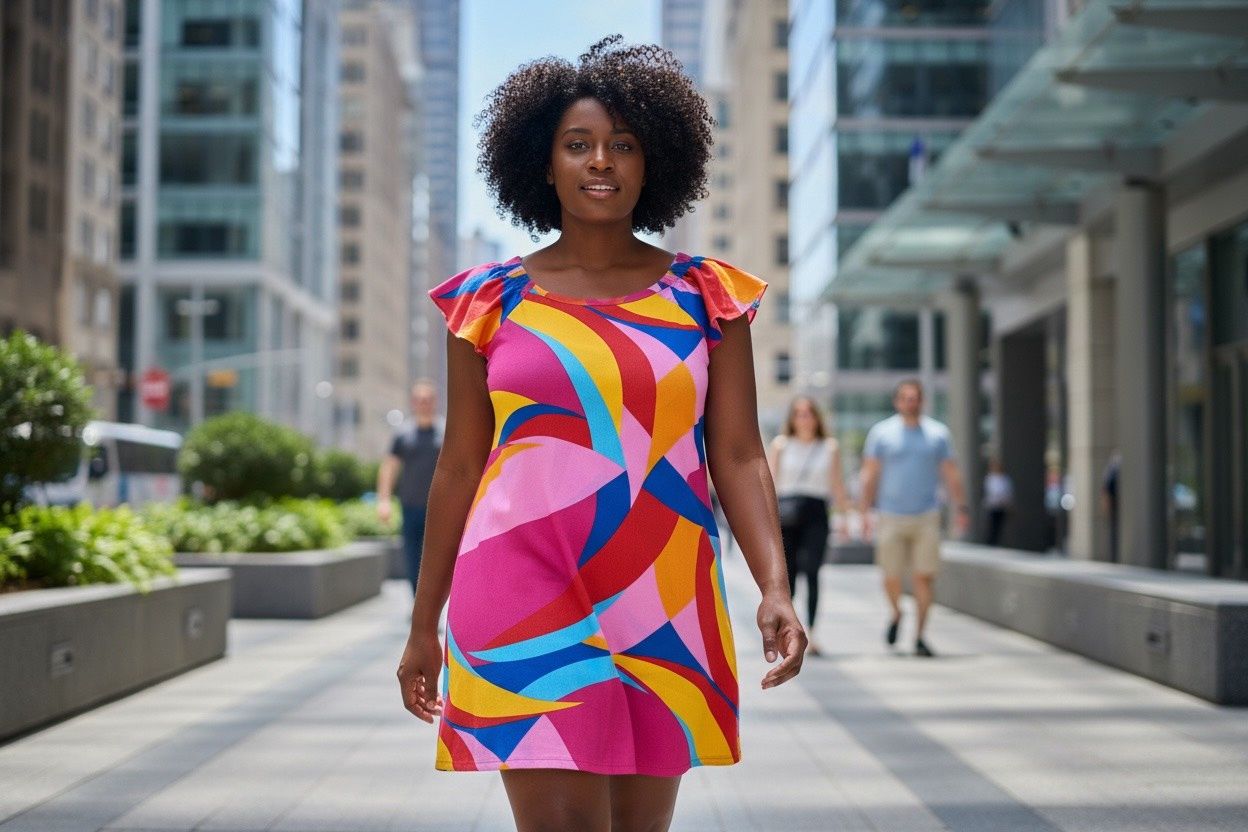 SIGNATURE BY ROBBIE BEE PRINTED OFF THE SHOULDER SWING DRESS