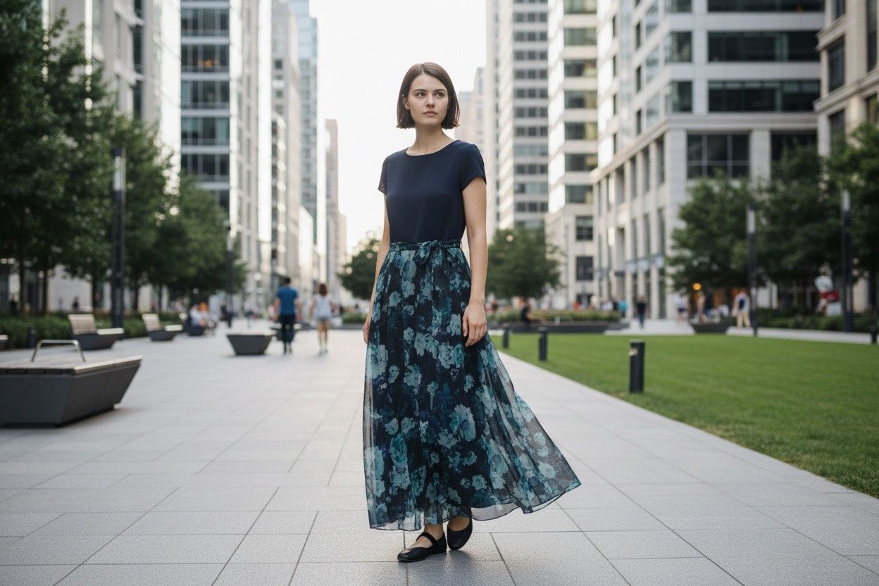 SL FASHION NEW YORK NAVY FLORAL DRESS