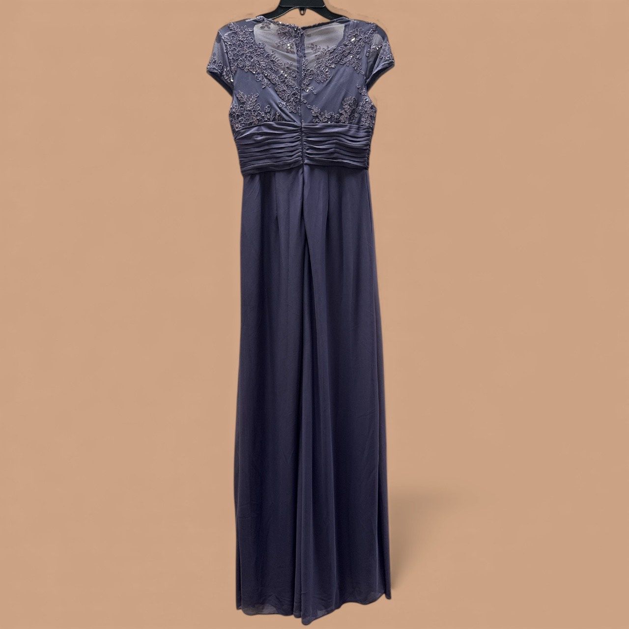 ALEX EVENINGS Petite Paula Surplice Neckline A-Line Dress Petite Surplice Neckline A-Line Dress with Pleated Waist and Scallop