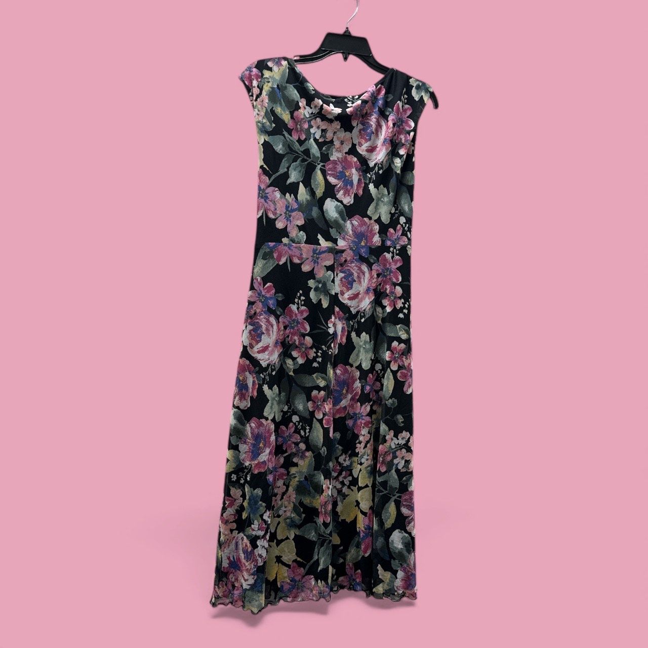 CONNECTED APPAREL PETITE CHIFFON FLORAL TIE FRONT DRESS