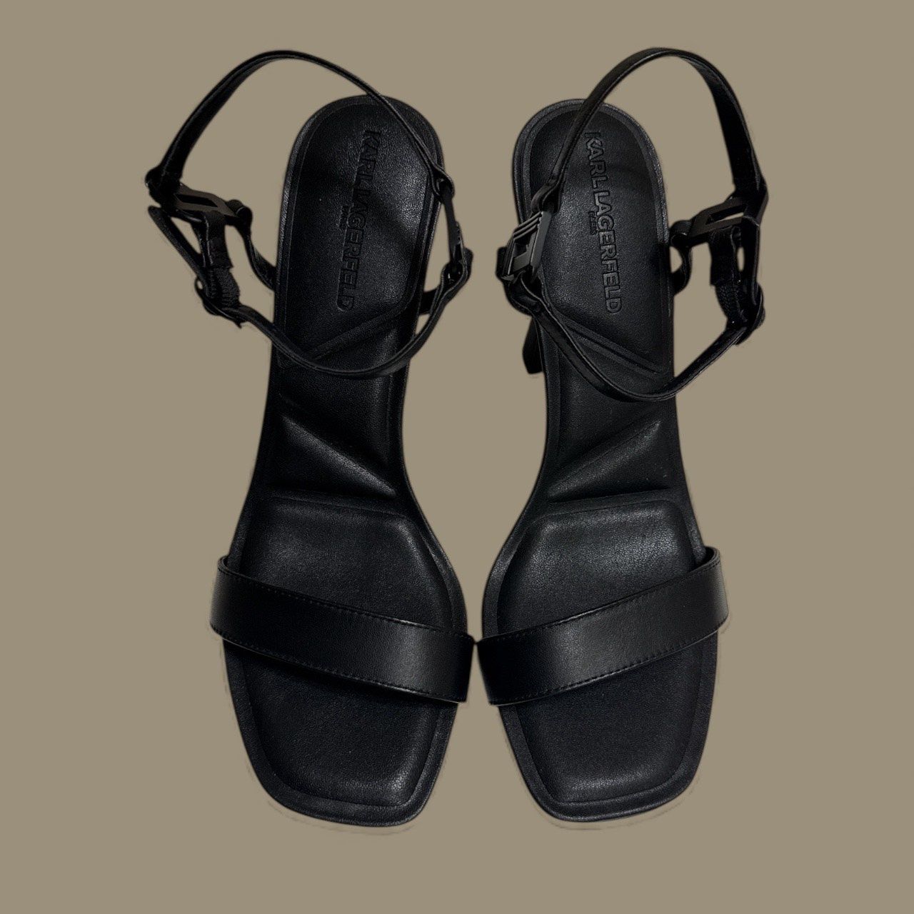 KARL LAGERFELD PARIS CYBIL ANKLE TRAP SANDAL, Colour: BLACK, Size: 9.5 M