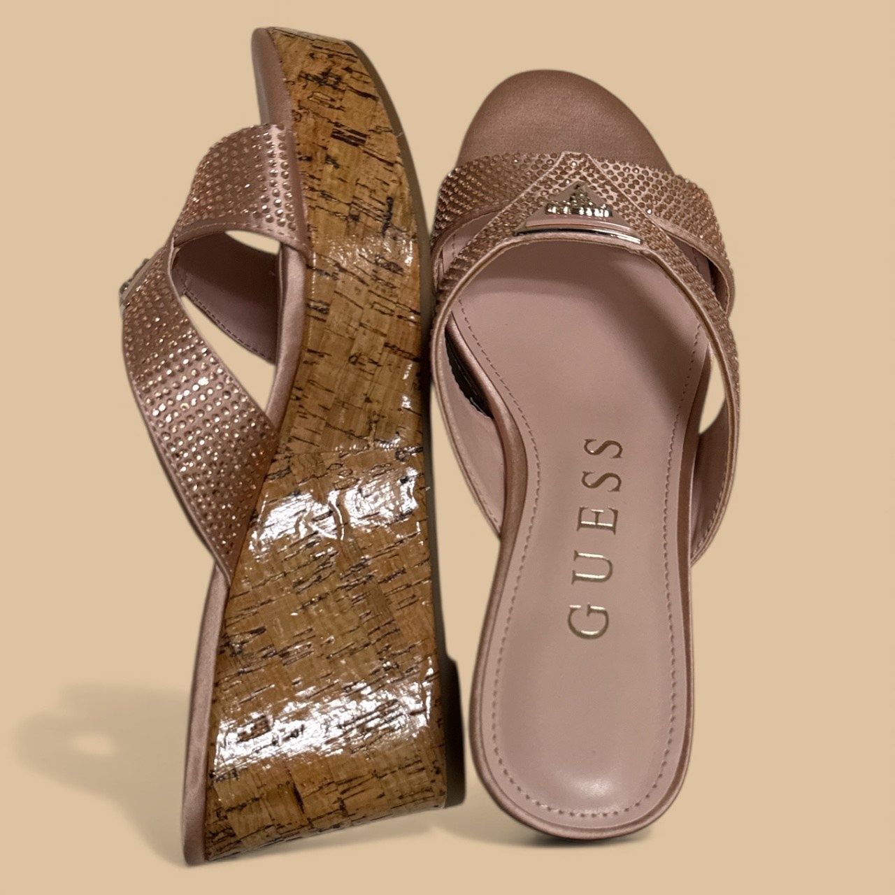 GUESS LONAA RHINESTONE CORK SANDAL