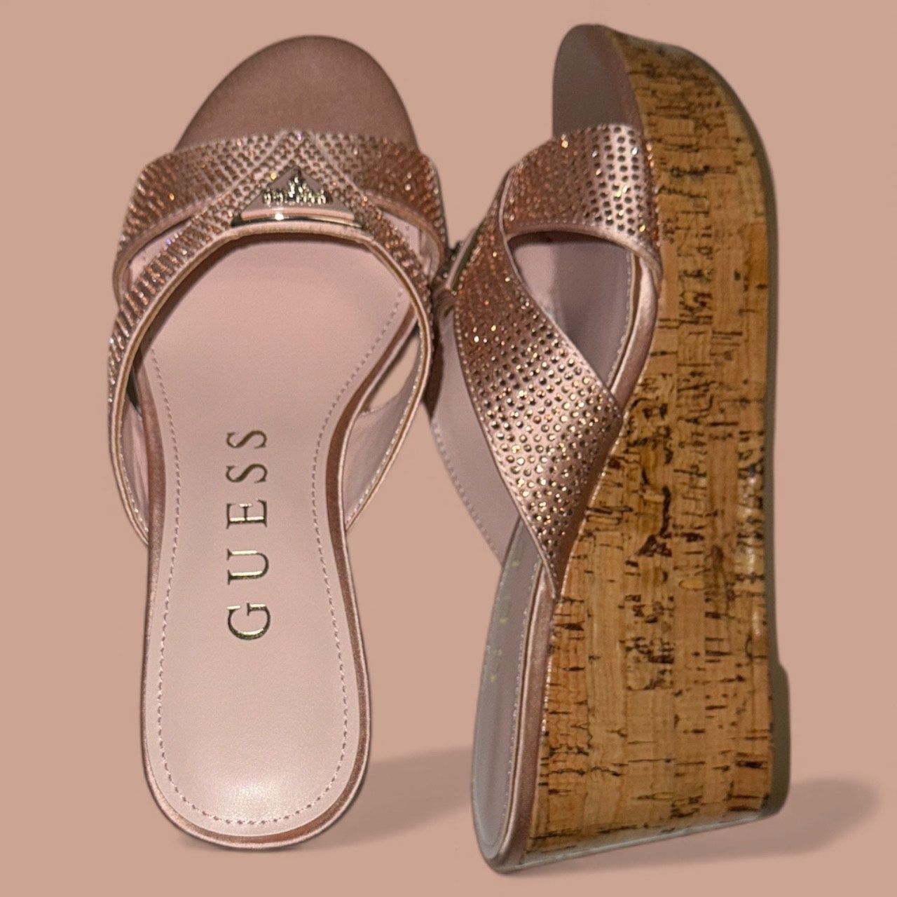 GUESS LONAA RHINESTONE CORK SANDAL