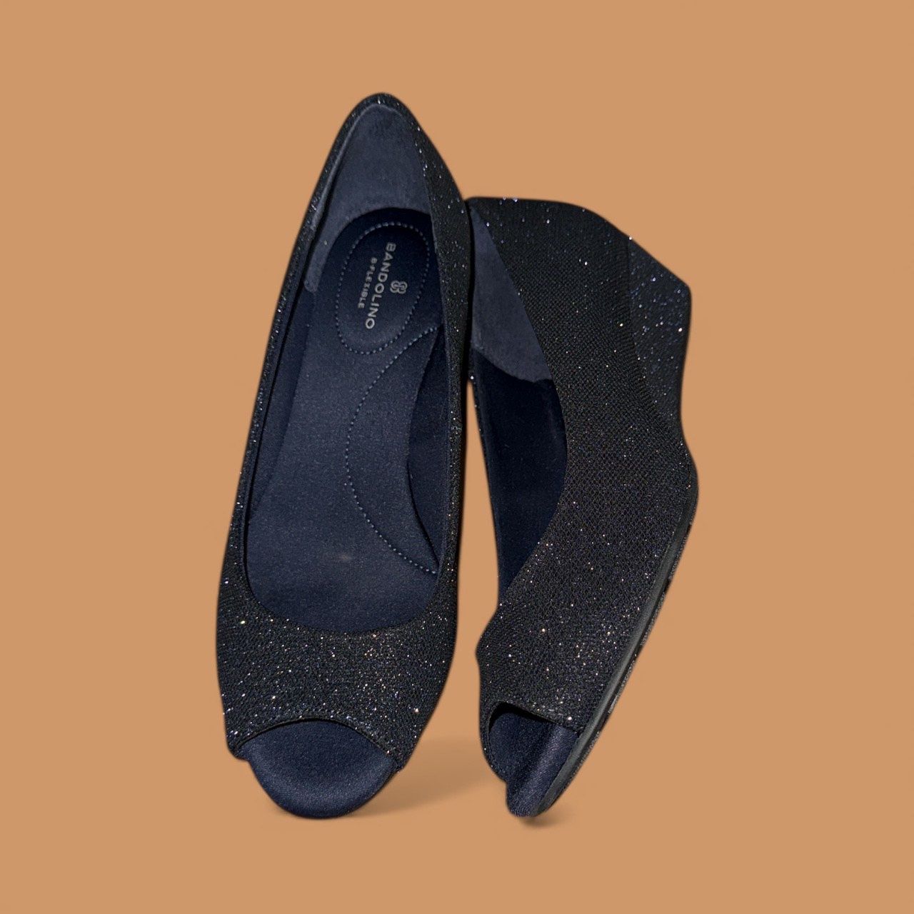 BANDOLINO CANDRA 2 PEEP TOE WEDGE PUMP, Colour: DARK BLUE, Size: 8 M