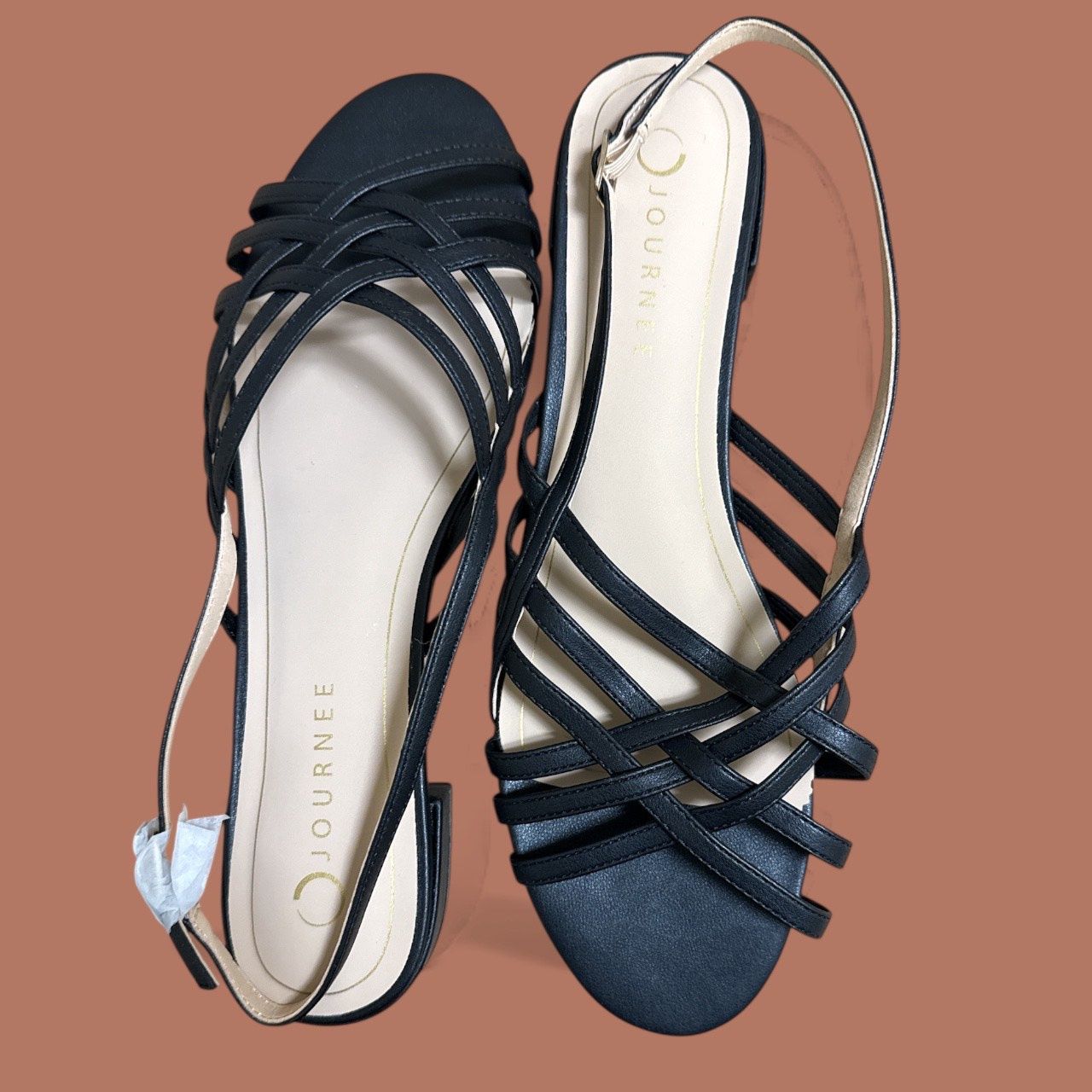 JOURNEE CASSANDRA FLAT SANDAL, Colour: BLACK, Size: 12 M