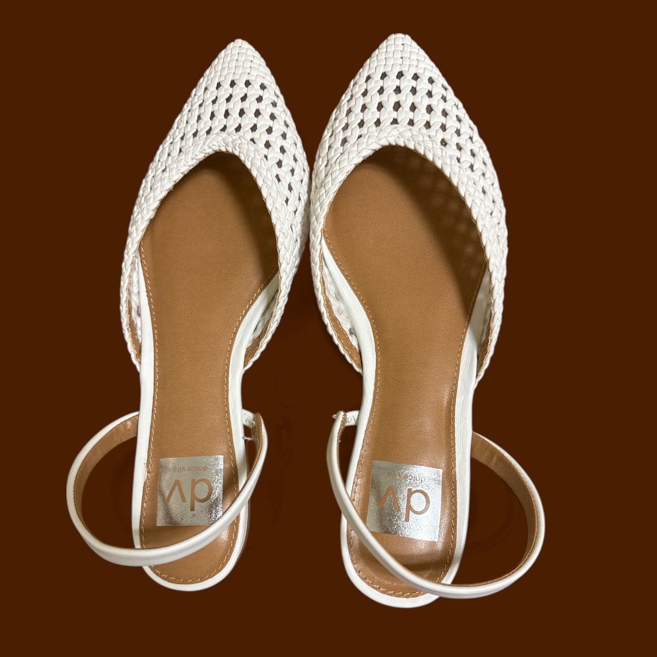 DOLCE VITA WOVEN SLINGBACK POINTED TOE FLATS