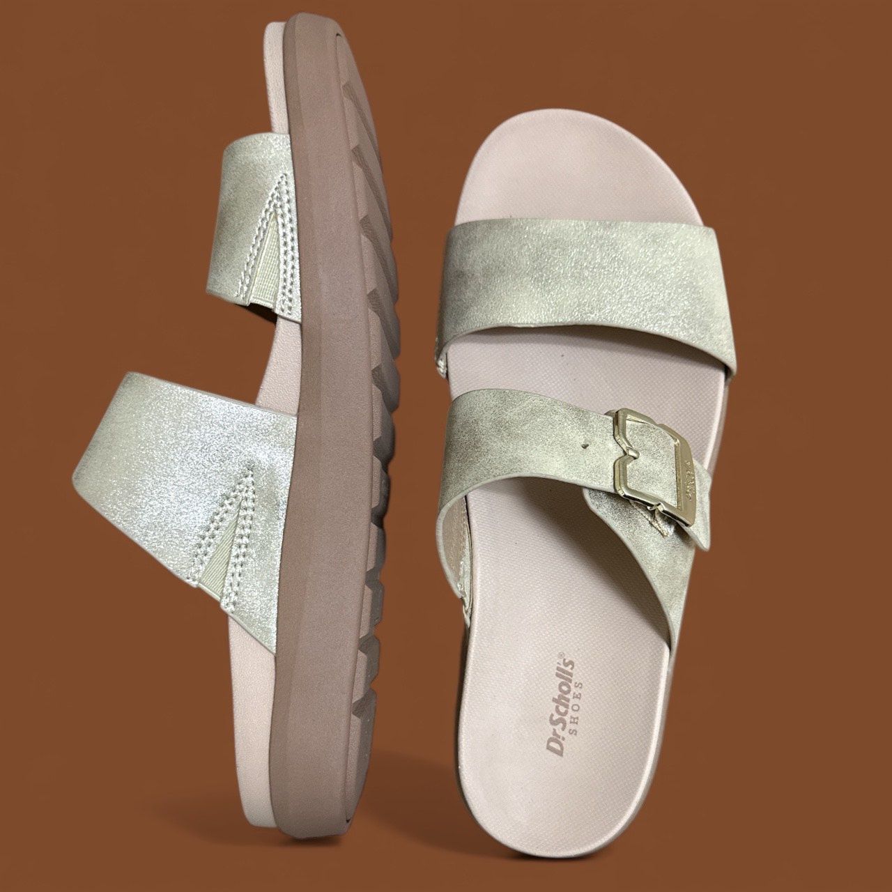 DR SCHOLL'S ALL TIME SLIDE ON, Colour: GOLD SAND, Size: 7 M