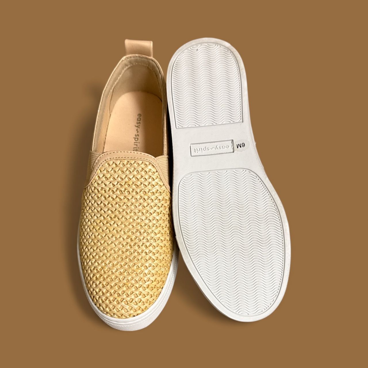 EASY SPIRIT livia 2 slip on sneaker, Colour: natural raffia, Size: 6 M