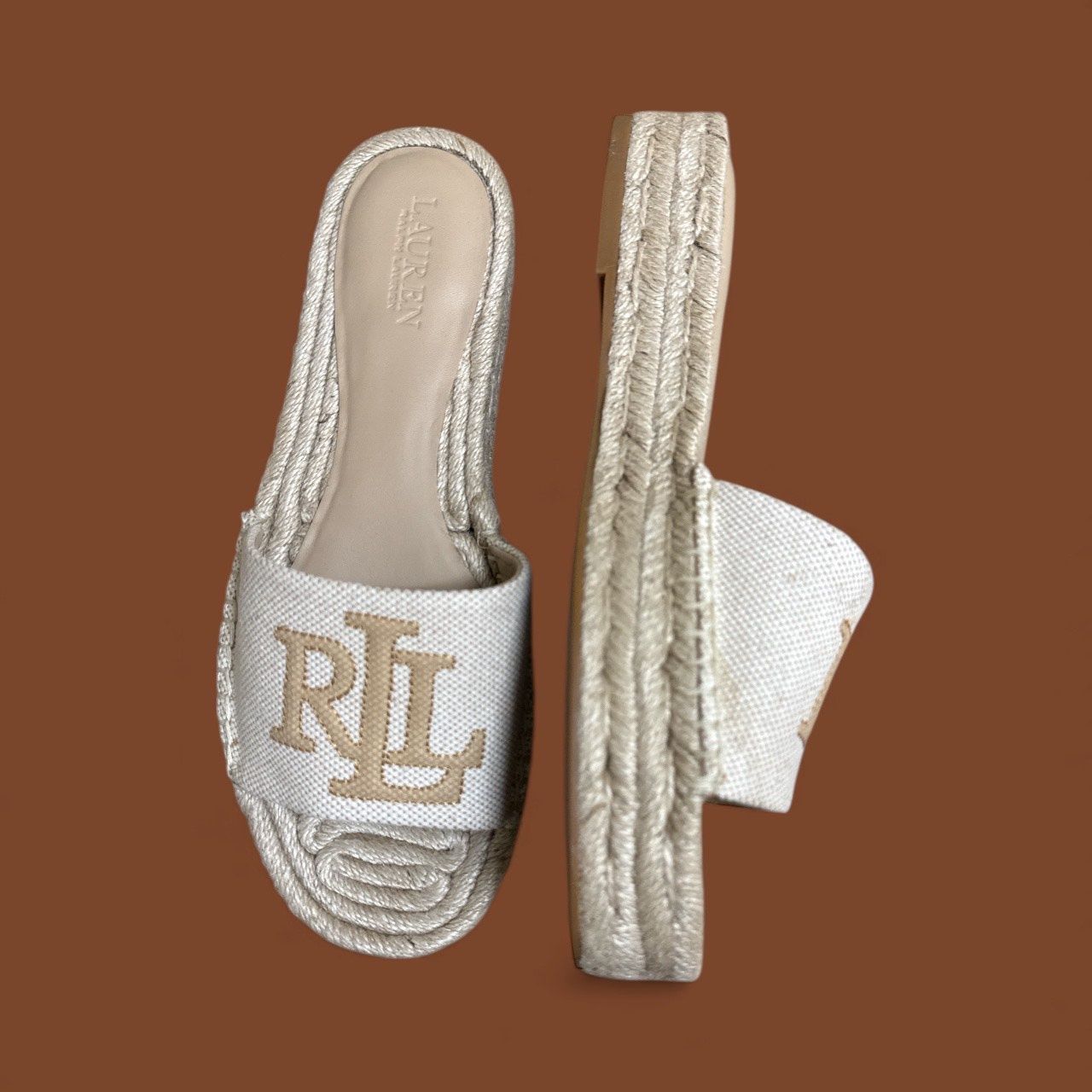RALPH LAUREN POLLY ESPADRILLE SLIDES