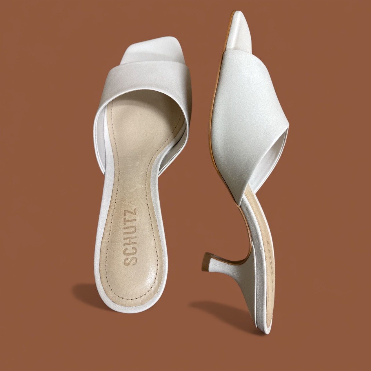 SHUTZ DETHALIA METALLIC STILETTO MULE SANDAL